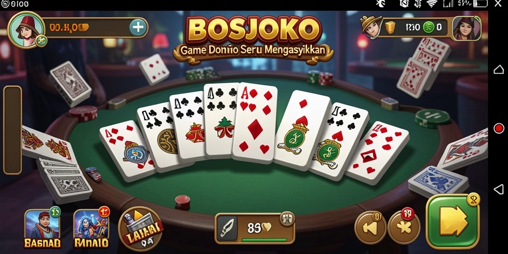 Screenshot utama BOSJOKO menampilkan gameplay seru Domino.