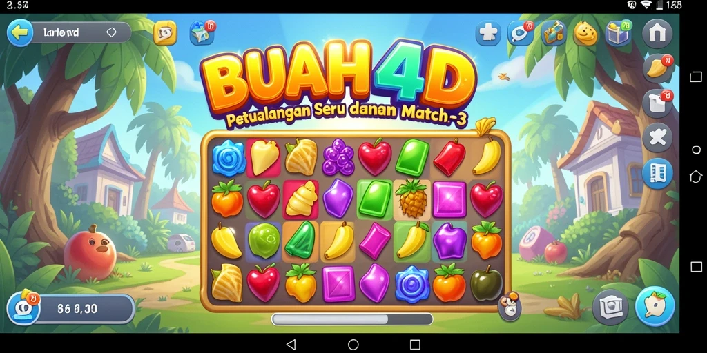 Tampilan gameplay BUAH4D yang seru dengan berbagai buah yang harus dicocokkan.