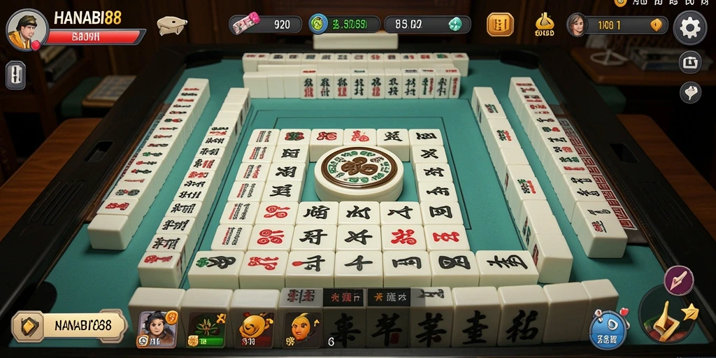 Tangkapan layar permainan HANABI88 yang menampilkan keseruan bermain Mahjong.